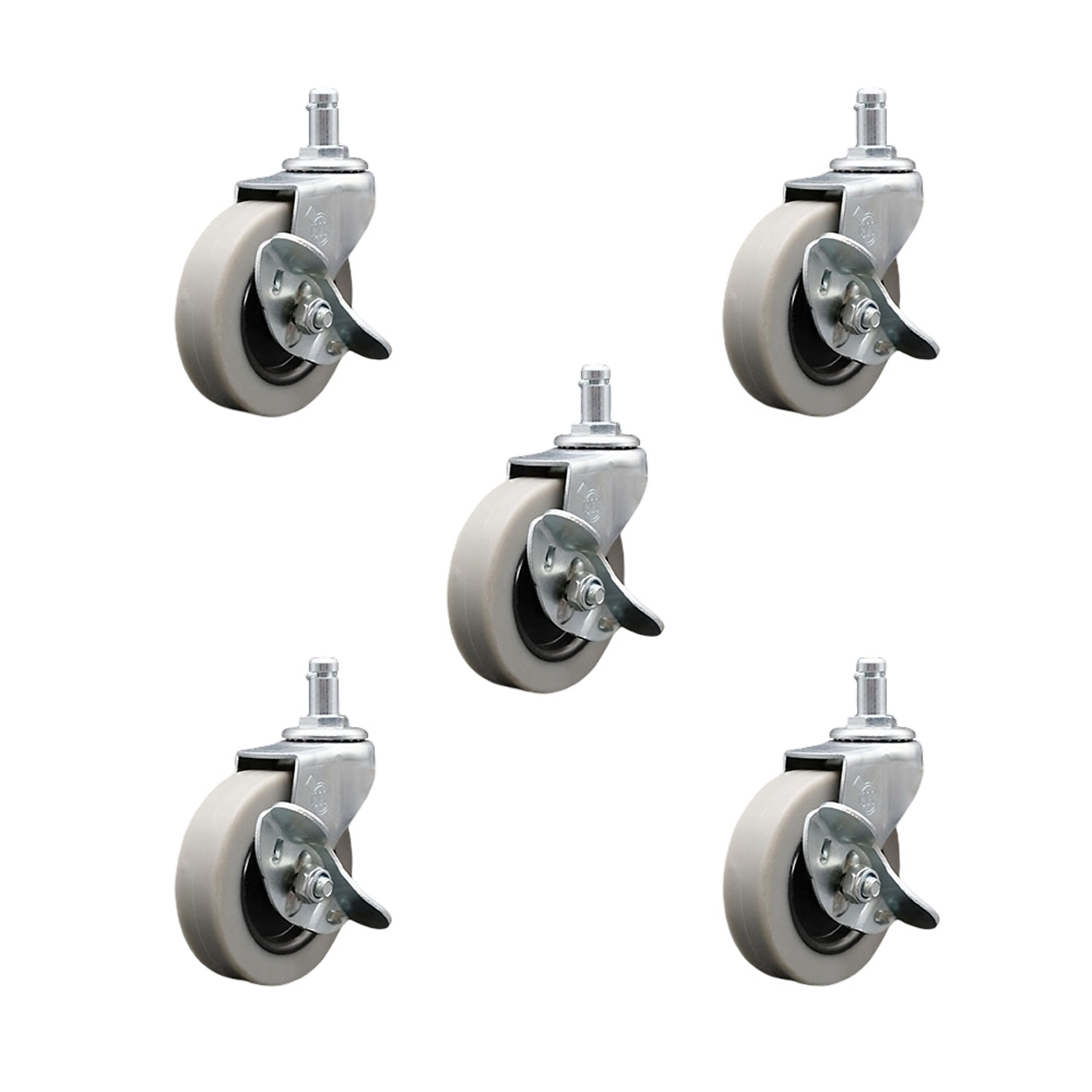 Service Caster, 3in. Stem Casters, Wheel Diameter 3 in, Caster Type Swivel, Package (qty.) 5, Model# SCC-GR05S310-TPRS-SLB-71678-5